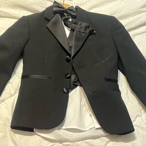 Elegant Black Tuxedo Jacket with Bow Tie for boys. Size Small
